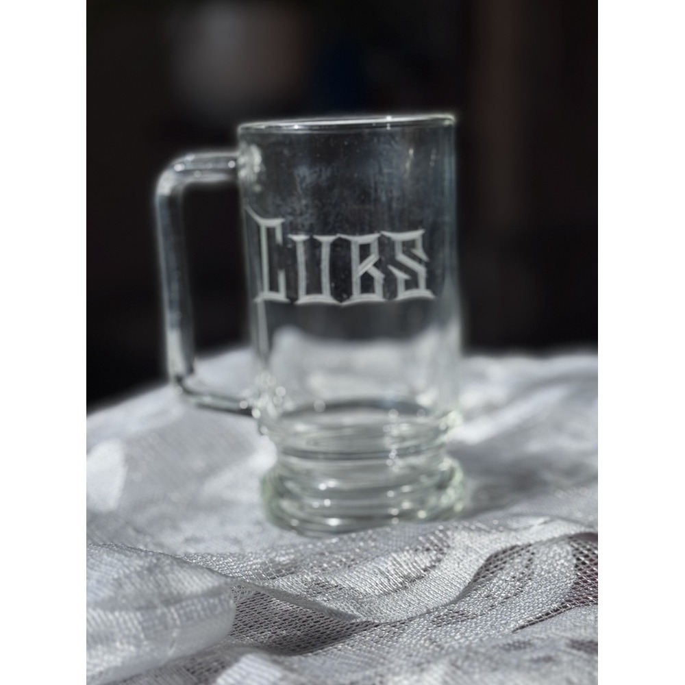 MLB Chicago Cubs Clear Etched Glass Beer Mug‎ Cup